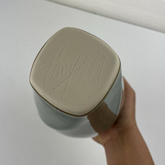 Vintage Bill Campbell Art Pottery Purple Blue Drip Glaze Twist Vase 9” Vessel - Picture 4 of 6